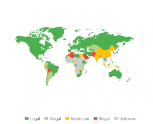 Countries where bitcoin is banned or legal